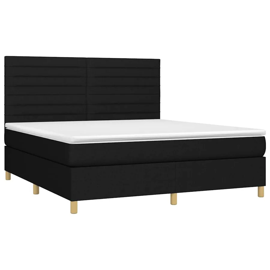 Sommier à lattes de lit et matelas et LED Noir 160x200 cm Tissu - 3