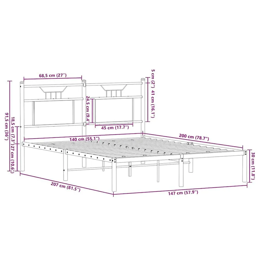 Cadre de lit sans matelas chêne marron 140x200 cm - 11