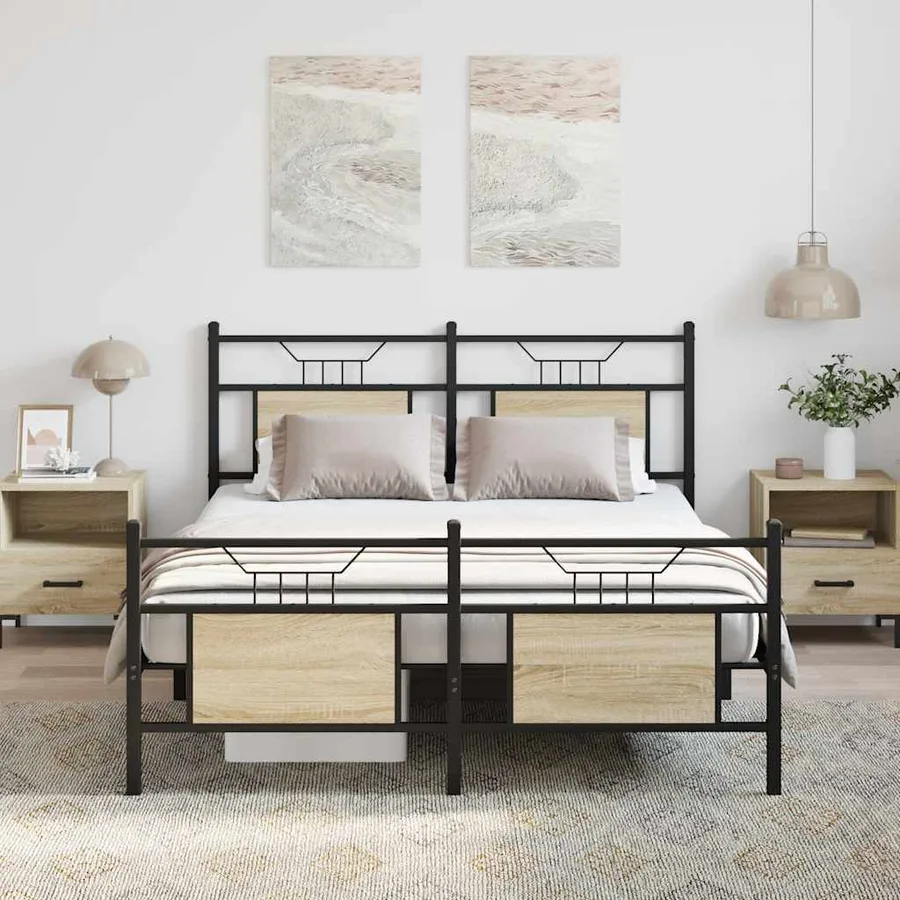 Cadre de lit sans matelas chêne sonoma 137x190 cm - 4