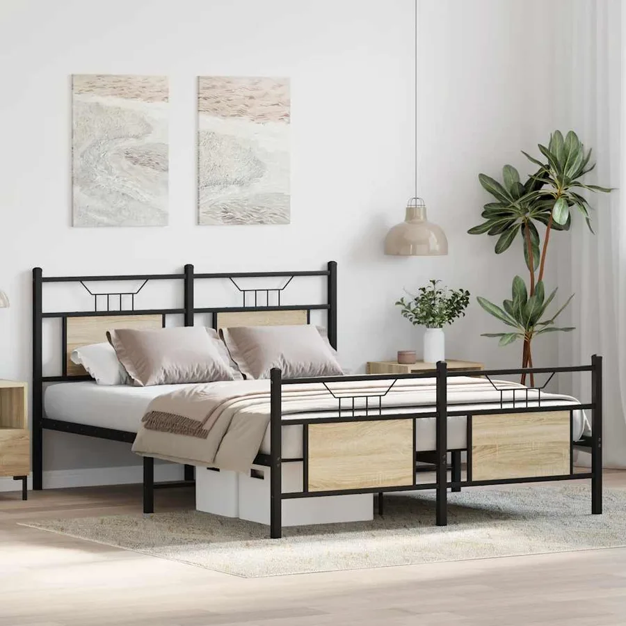 Cadre de lit sans matelas chêne sonoma 137x190 cm - 5