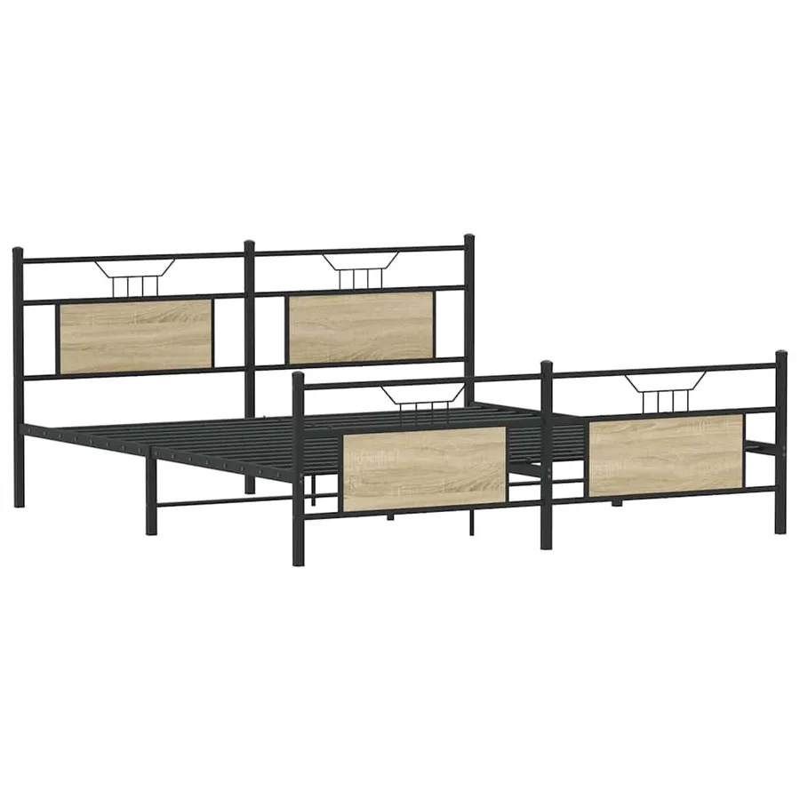 Cadre de lit en métal sans matelas chêne sonoma 180x200 cm - 5