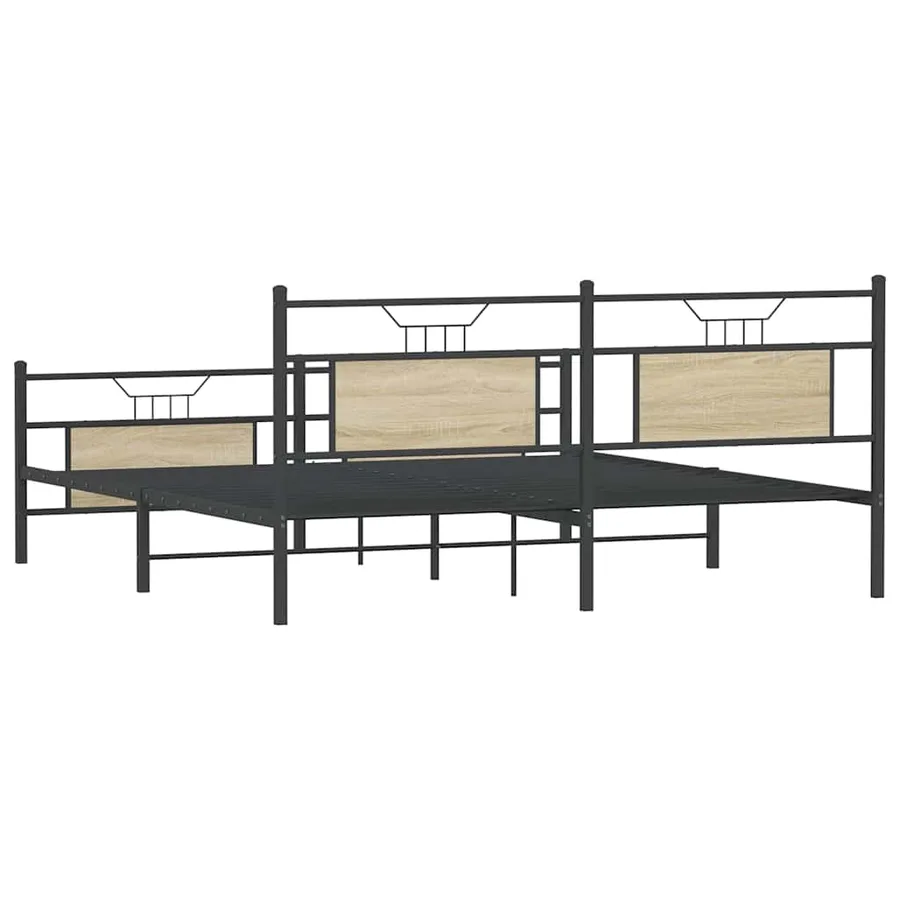 Cadre de lit en métal sans matelas chêne sonoma 180x200 cm - 8