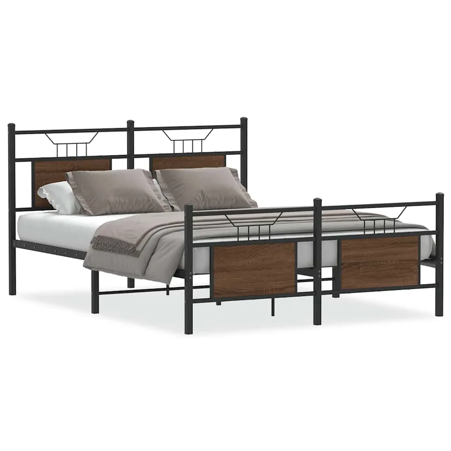 Cadre de lit sans matelas chêne marron 150x200 cm - 2
