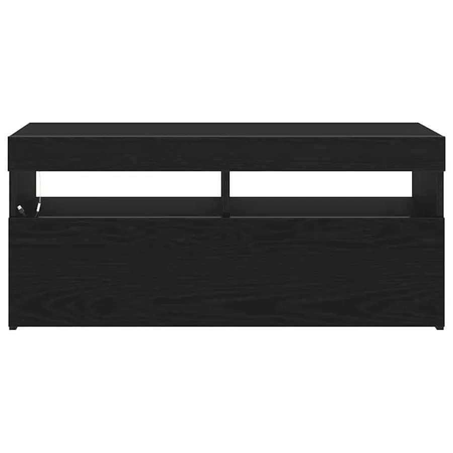 Meuble TV avec LED Chêne noir 90 x 35 x 40 cm Bois d'ingénierie - 6