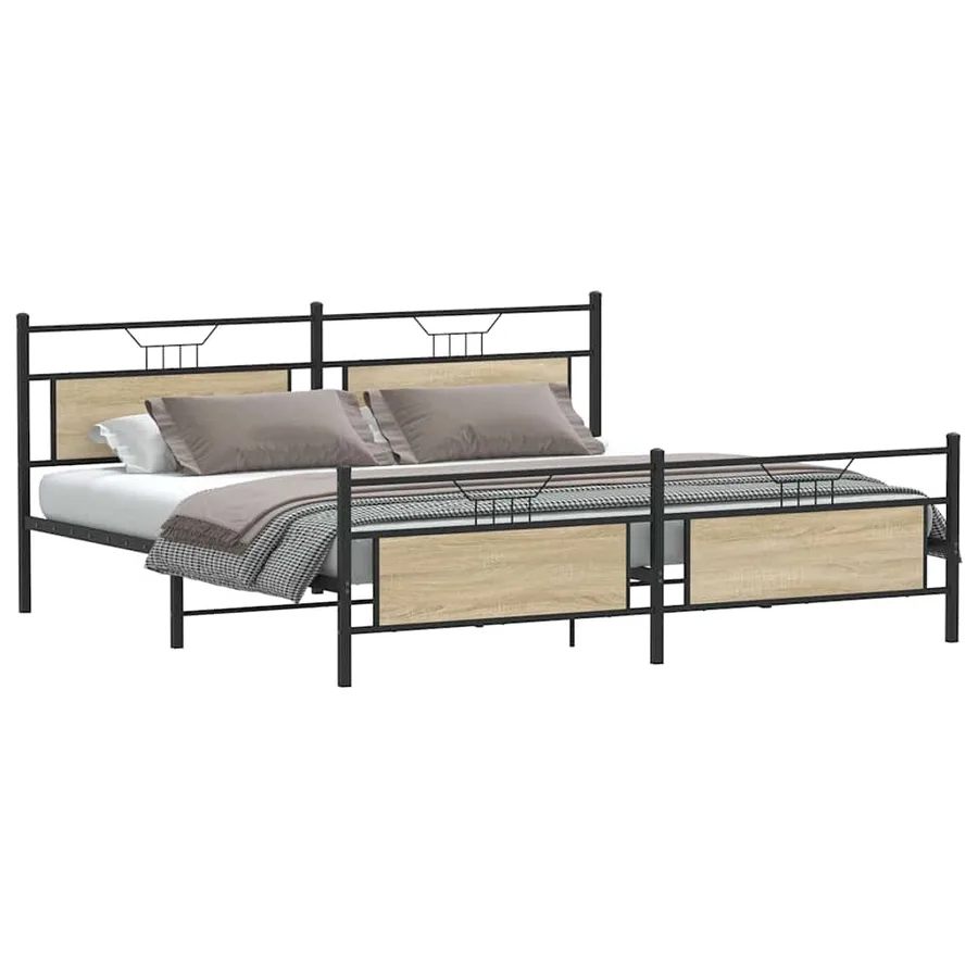 Cadre de lit en métal sans matelas chêne sonoma 193x201 cm - 3