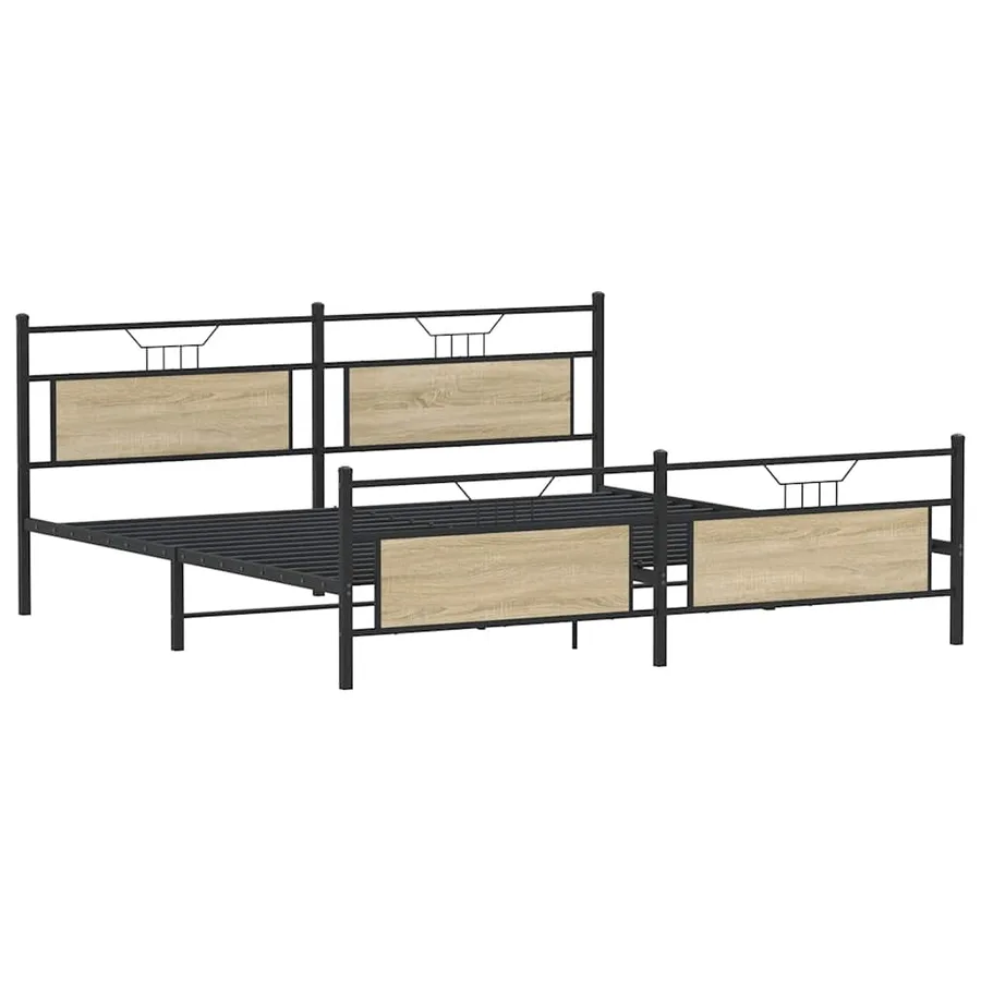 Cadre de lit en métal sans matelas chêne sonoma 193x201 cm - 5