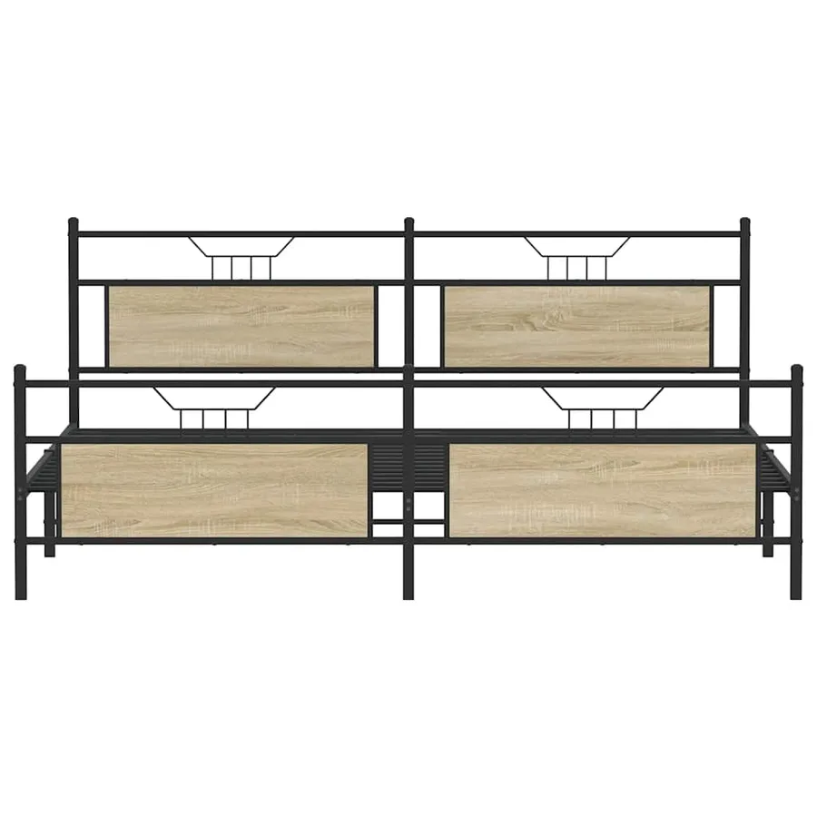 Cadre de lit en métal sans matelas chêne sonoma 193x201 cm - 6