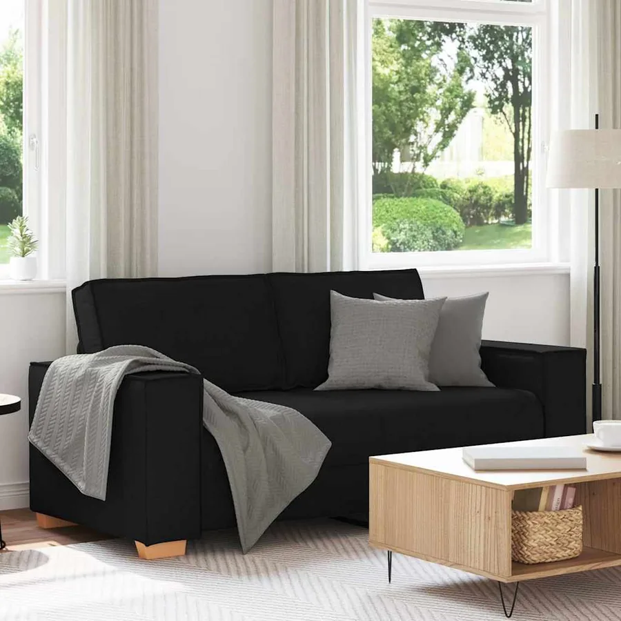 Canapé 2 places Noir 180x78x84 cm Tissu
