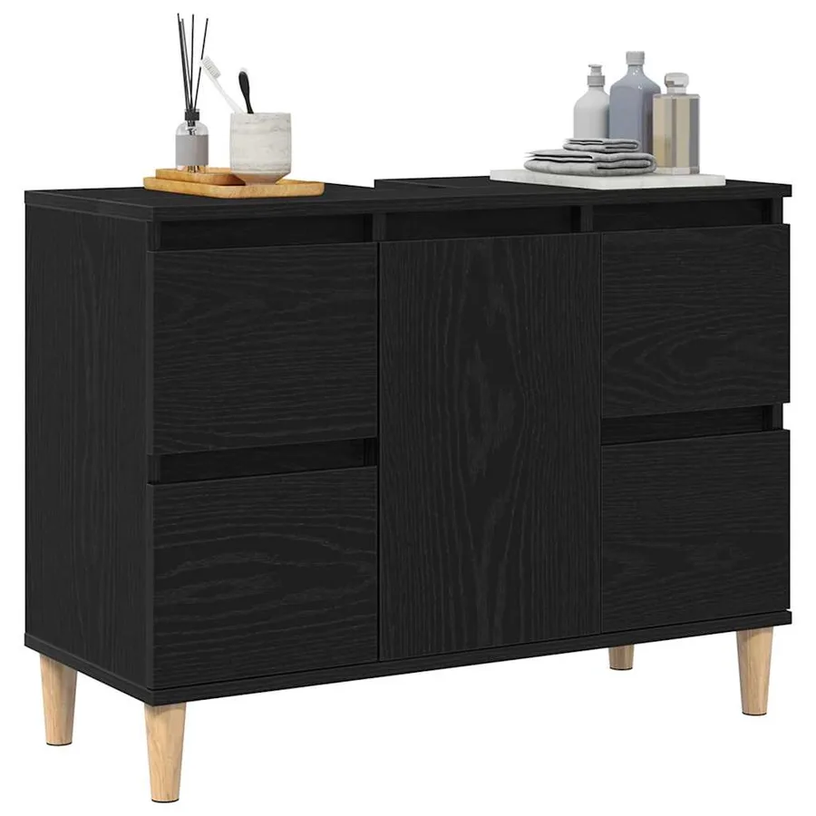 Meuble de Lavabo de Salle de Bain Chêne noir 80 x 33 x 60 cm - 3