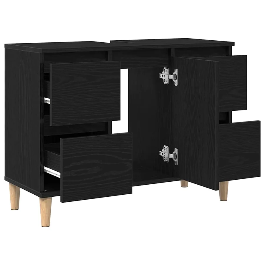Meuble de Lavabo de Salle de Bain Chêne noir 80 x 33 x 60 cm - 5