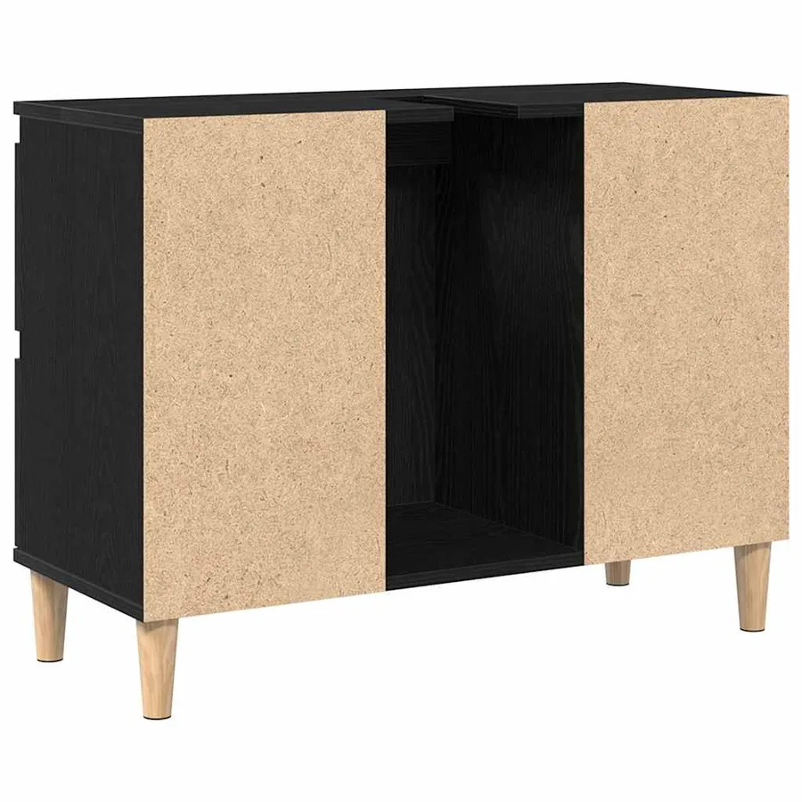 Meuble de Lavabo de Salle de Bain Chêne noir 80 x 33 x 60 cm - 6