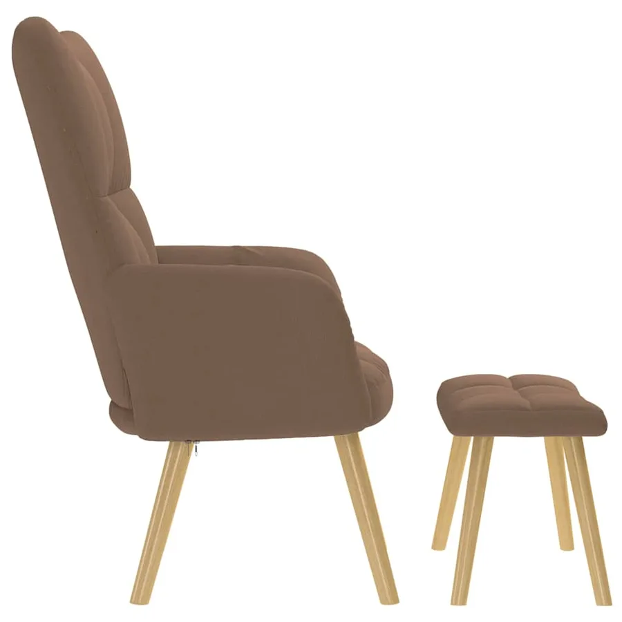 Chaise de relaxation avec repose-pied Marron Tissu - 6