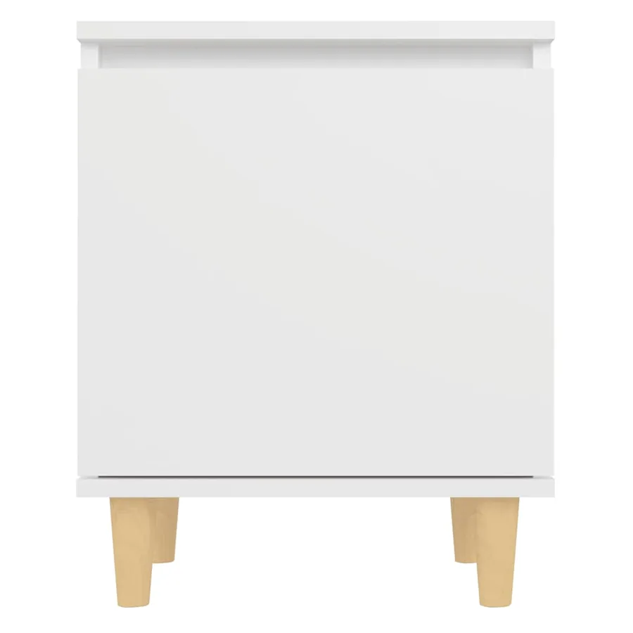 Tables de chevet avec pieds en bois 2 pcs Blanc 40x30x50 cm - 5