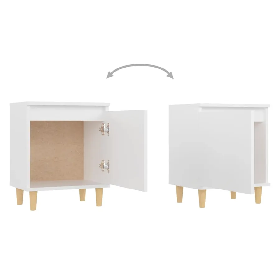 Tables de chevet avec pieds en bois 2 pcs Blanc 40x30x50 cm - 8