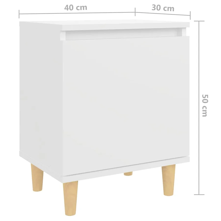 Tables de chevet avec pieds en bois 2 pcs Blanc 40x30x50 cm - 9