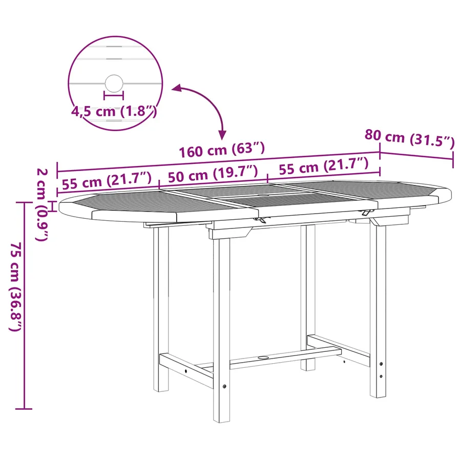 Ensemble de salle à manger pour jardin 5 pcs Marron - 14