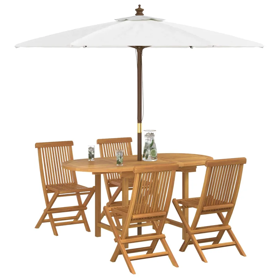 Ensemble de salle à manger pour jardin 5 pcs Marron - 3