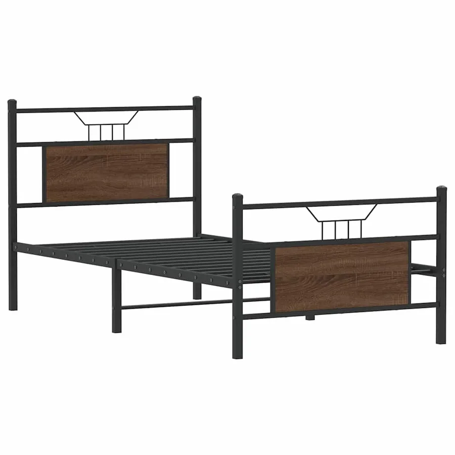 Cadre de lit sans matelas chêne marron 75x190cm bois ingénierie - 3