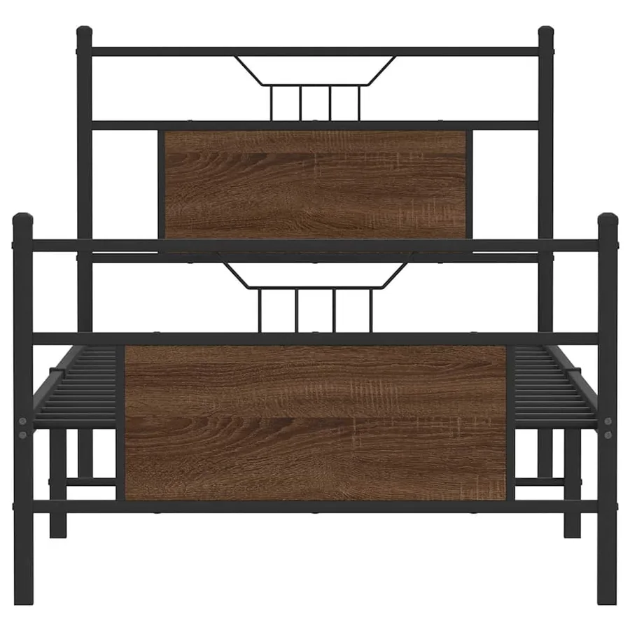 Cadre de lit sans matelas chêne marron 75x190cm bois ingénierie - 6
