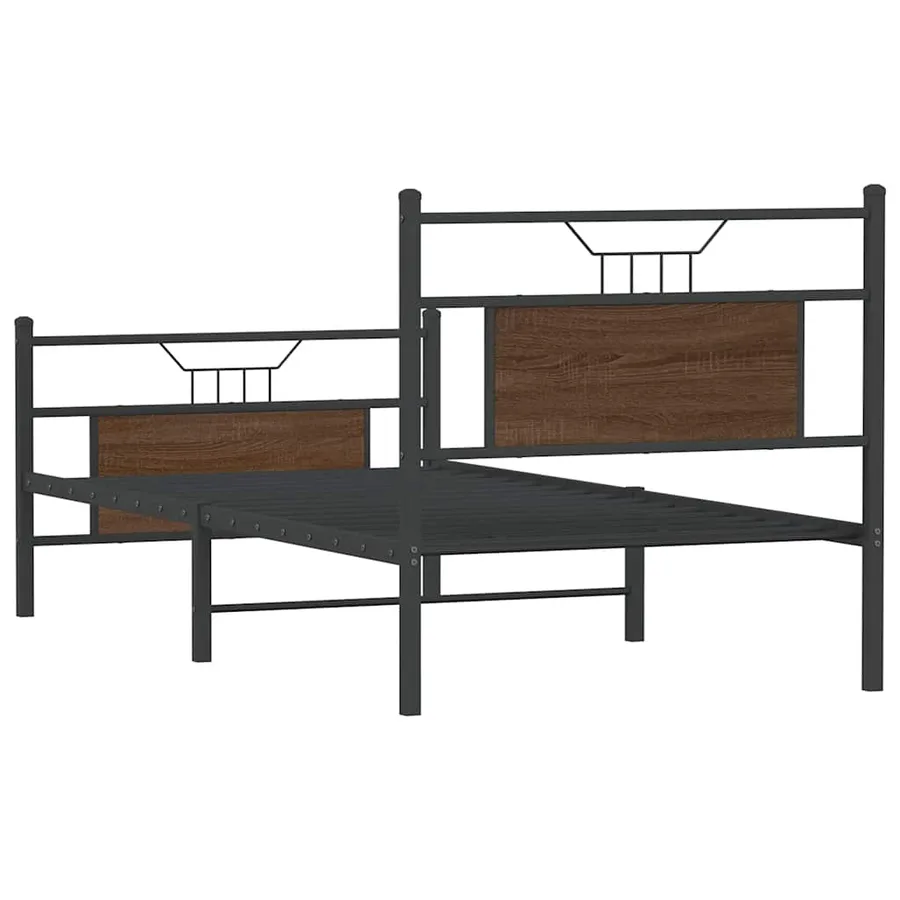 Cadre de lit sans matelas chêne marron 75x190cm bois ingénierie - 8