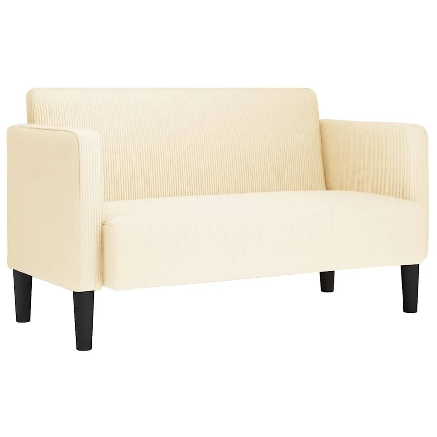 Canapé causeuse crème 109 cm tissu velours côtelé - 2