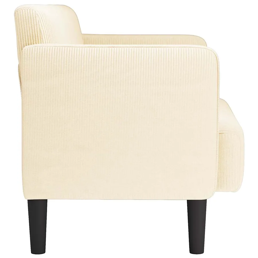 Canapé causeuse crème 109 cm tissu velours côtelé - 4