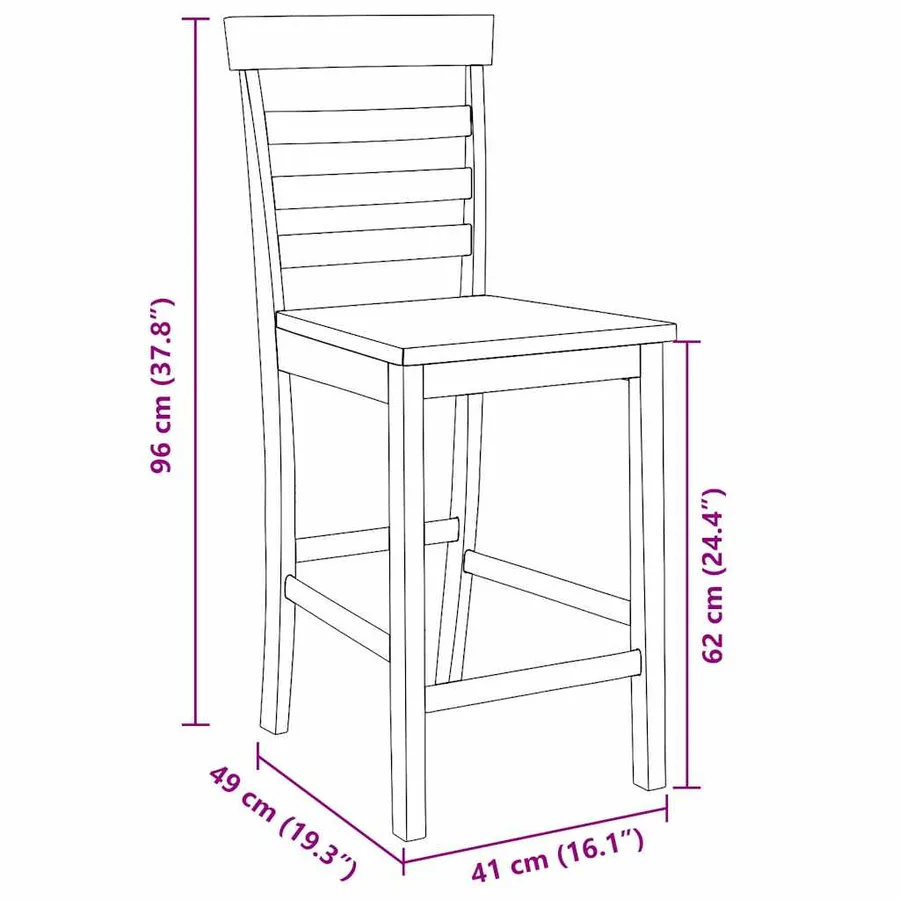 Tabourets de bar 2 pcs blanc bois massif d'hévéa - 11