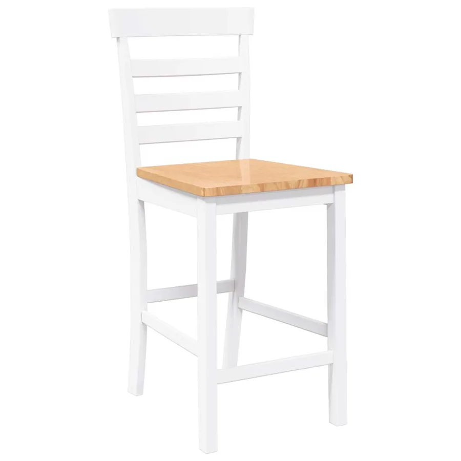 Tabourets de bar 2 pcs blanc bois massif d'hévéa - 4