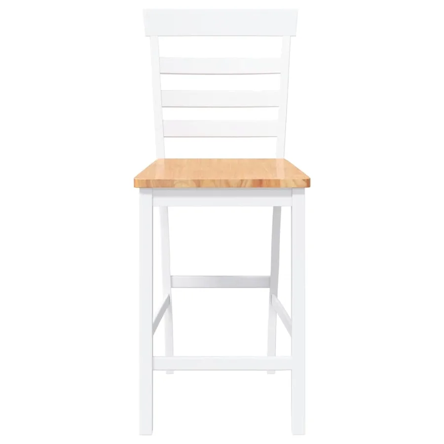 Tabourets de bar 2 pcs blanc bois massif d'hévéa - 5