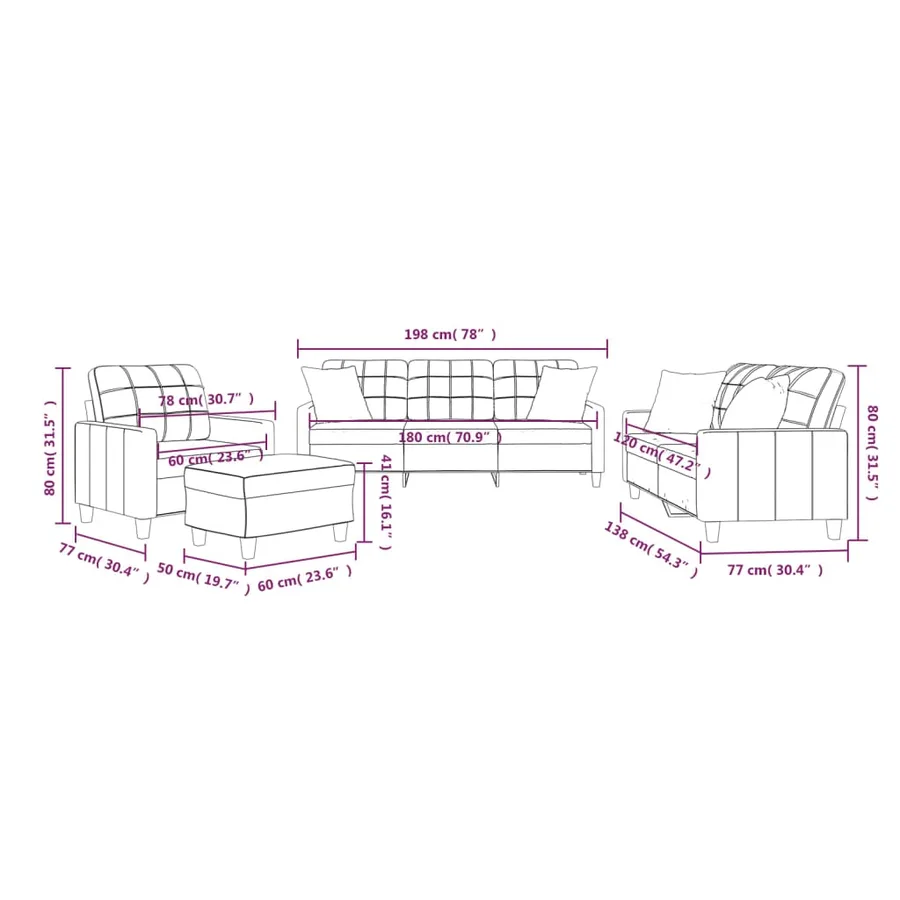 Ensemble de canapés 4 pcs avec coussins cappuccino similicuir - 12