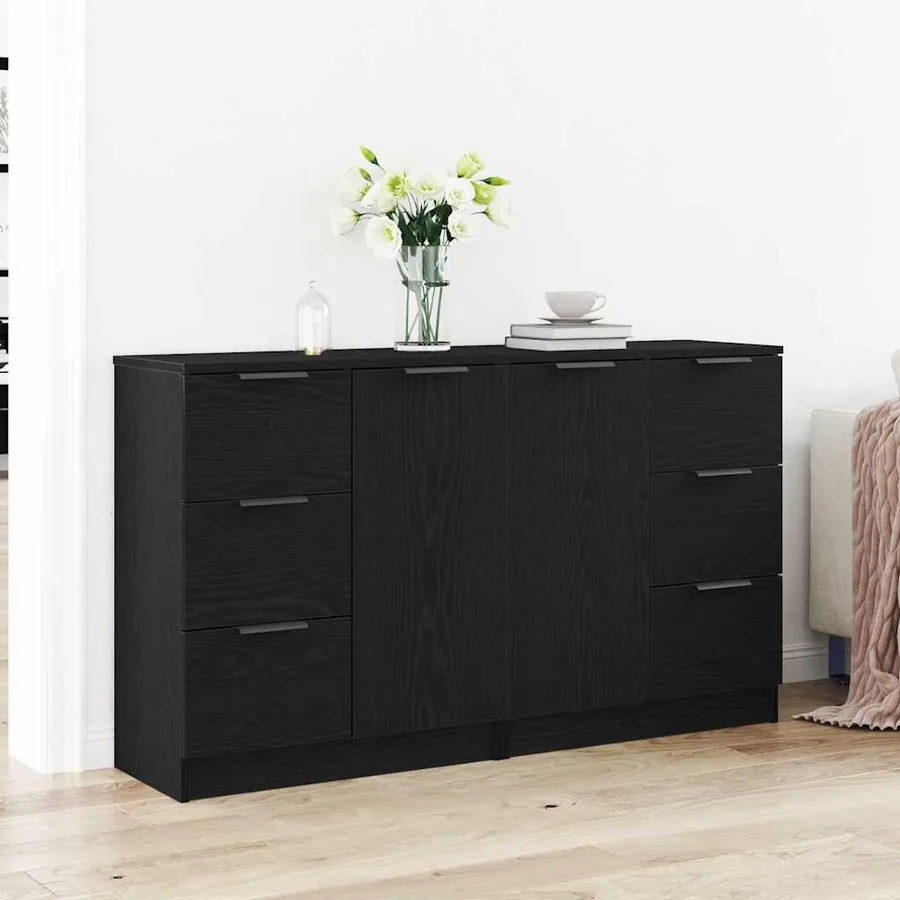 Buffet Chêne noir 120 x 30 x 70 cm Bois d'ingénierie