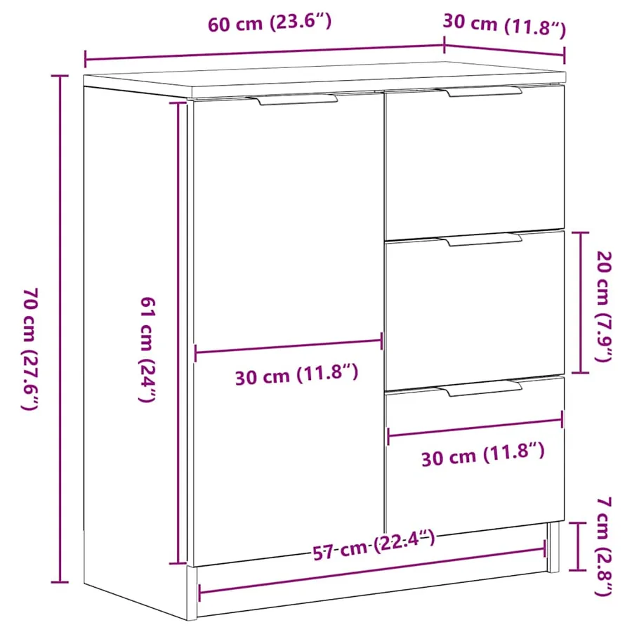 Buffet Chêne noir 120 x 30 x 70 cm Bois d'ingénierie - 15