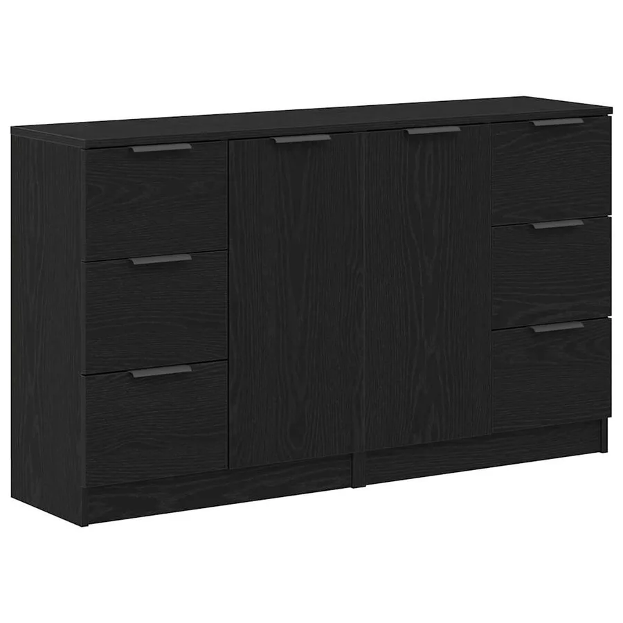 Buffet Chêne noir 120 x 30 x 70 cm Bois d'ingénierie - 2