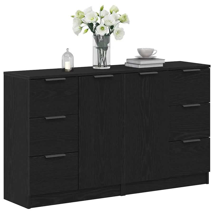 Buffet Chêne noir 120 x 30 x 70 cm Bois d'ingénierie - 3