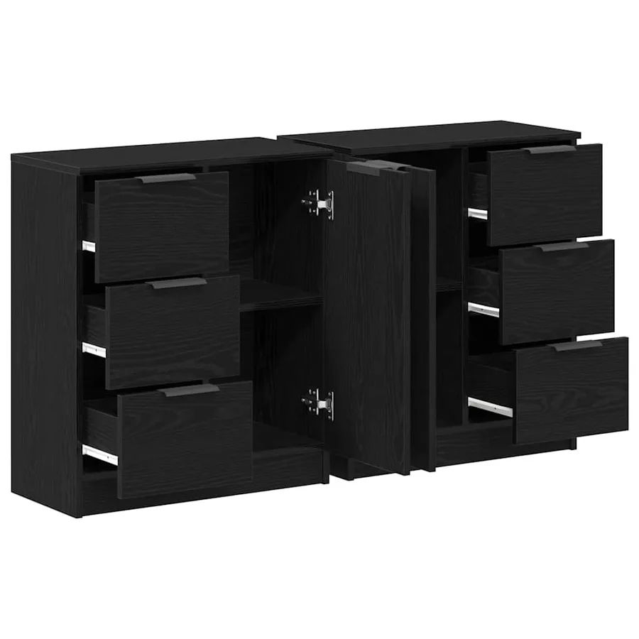 Buffet Chêne noir 120 x 30 x 70 cm Bois d'ingénierie - 5