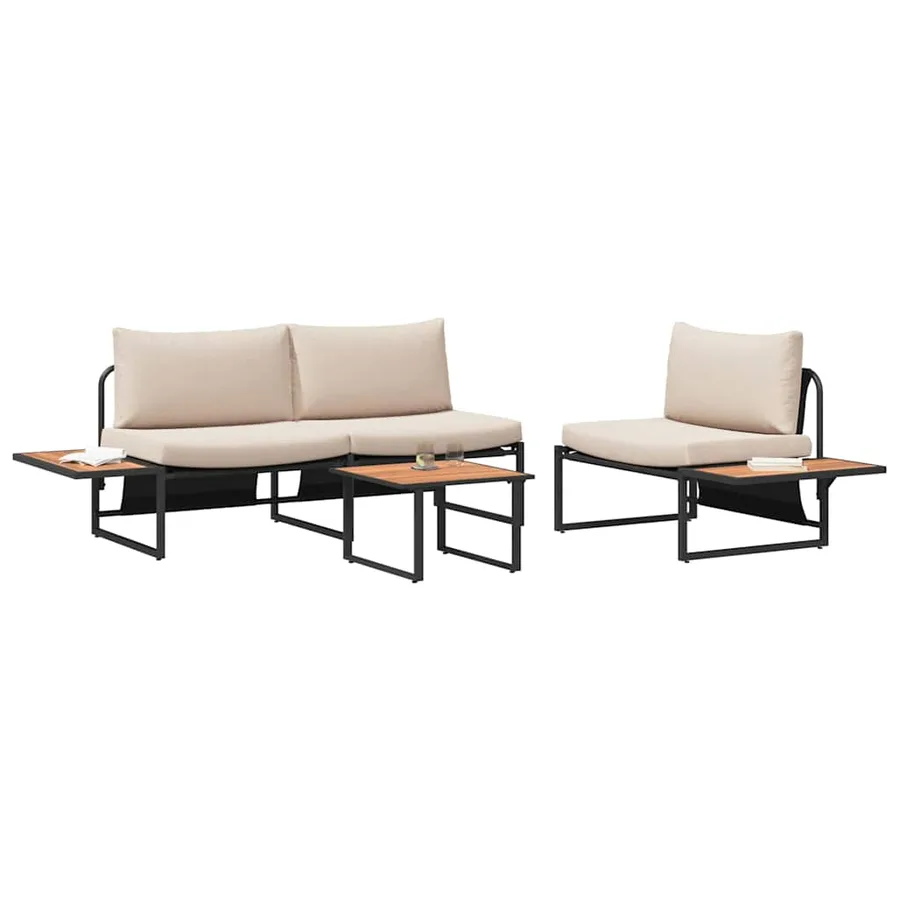 Ensemble de salle à manger pour jardin 3 pcs Taupe Acier - 3