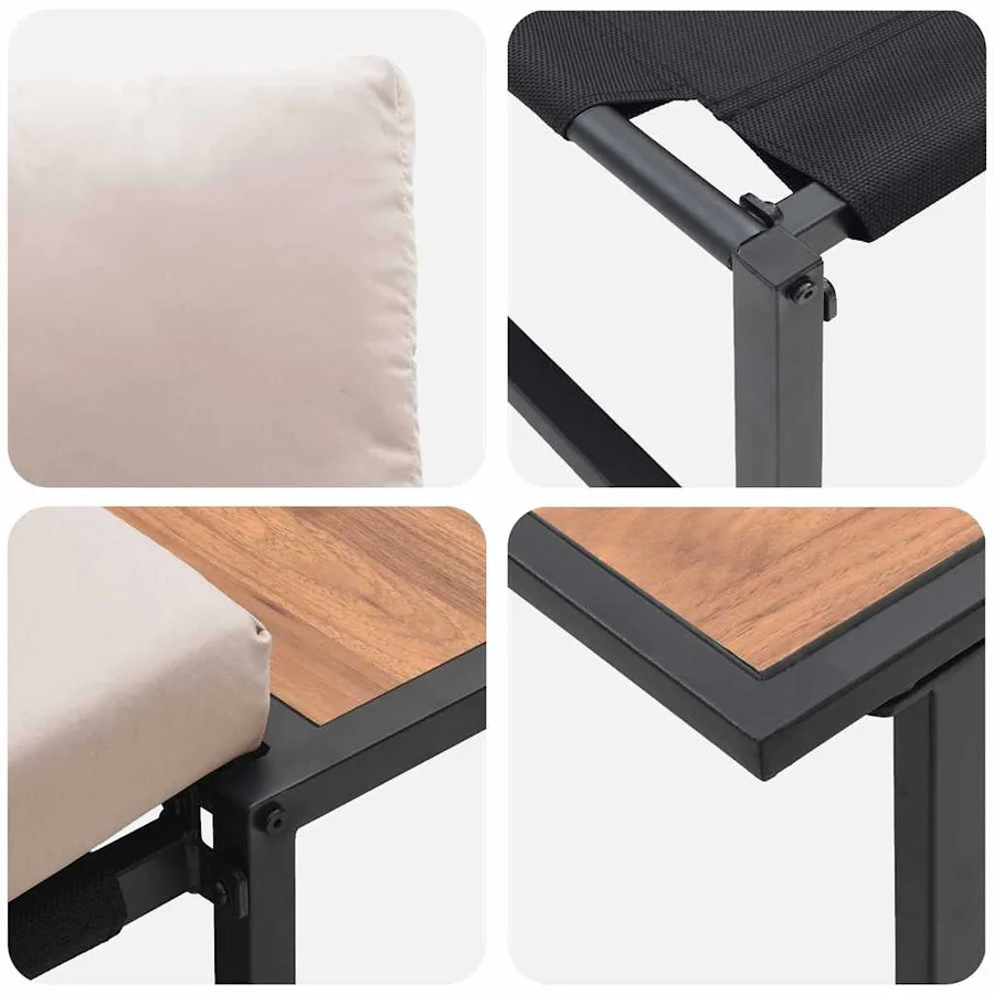 Ensemble de salle à manger pour jardin 3 pcs Taupe Acier - 8