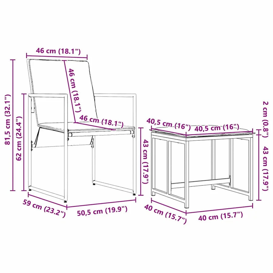 Ensemble de salle à manger pour jardin 11 pcs Noir Acier - 13