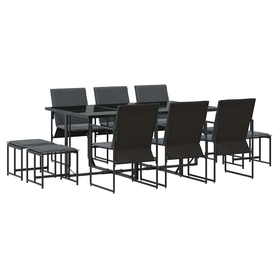 Ensemble de salle à manger pour jardin 11 pcs Noir Acier - 2