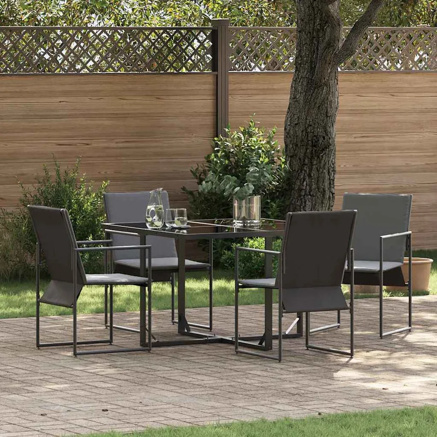 Ensemble de salle à manger pour jardin 5 pcs Noir Acier
