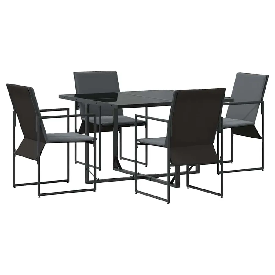 Ensemble de salle à manger pour jardin 5 pcs Noir Acier - 2