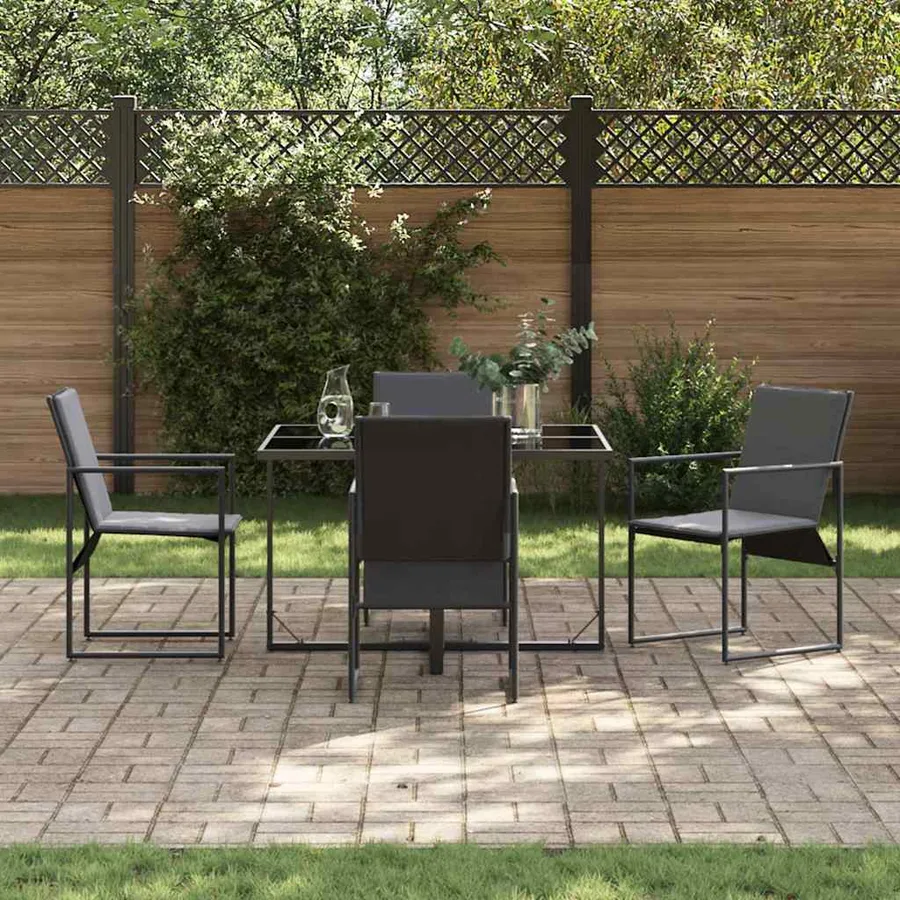 Ensemble de salle à manger pour jardin 5 pcs Noir Acier - 3