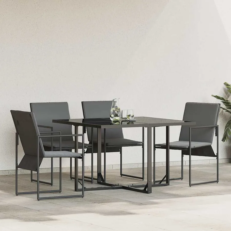 Chaise avec coussin 4 pcs Noir et anthracite Textilène