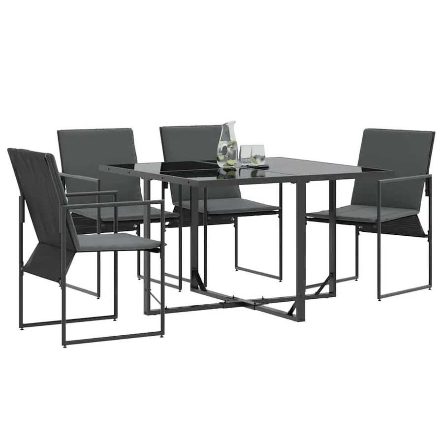 Chaise avec coussin 4 pcs Noir et anthracite Textilène - 3