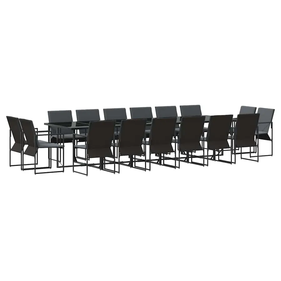 Ensemble de salle à manger pour jardin 17 pcs Noir Acier - 2