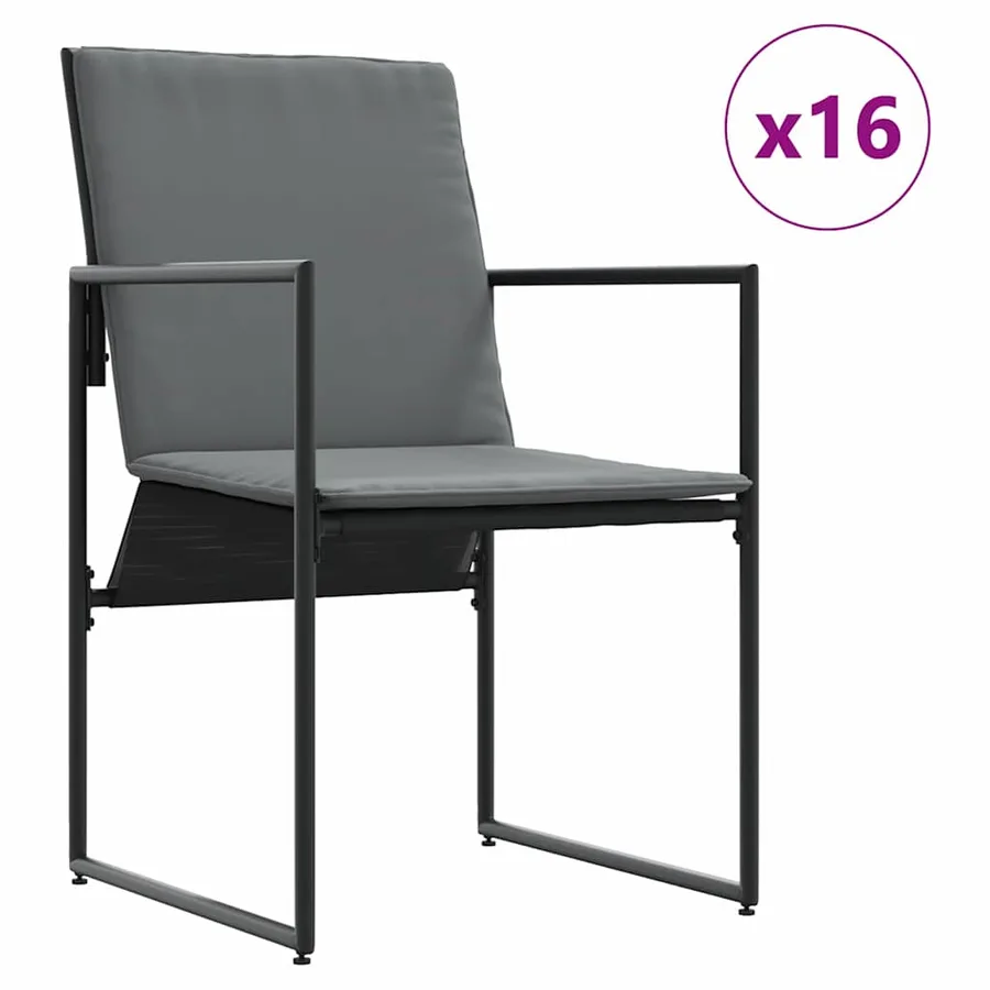 Ensemble de salle à manger pour jardin 17 pcs Noir Acier - 5