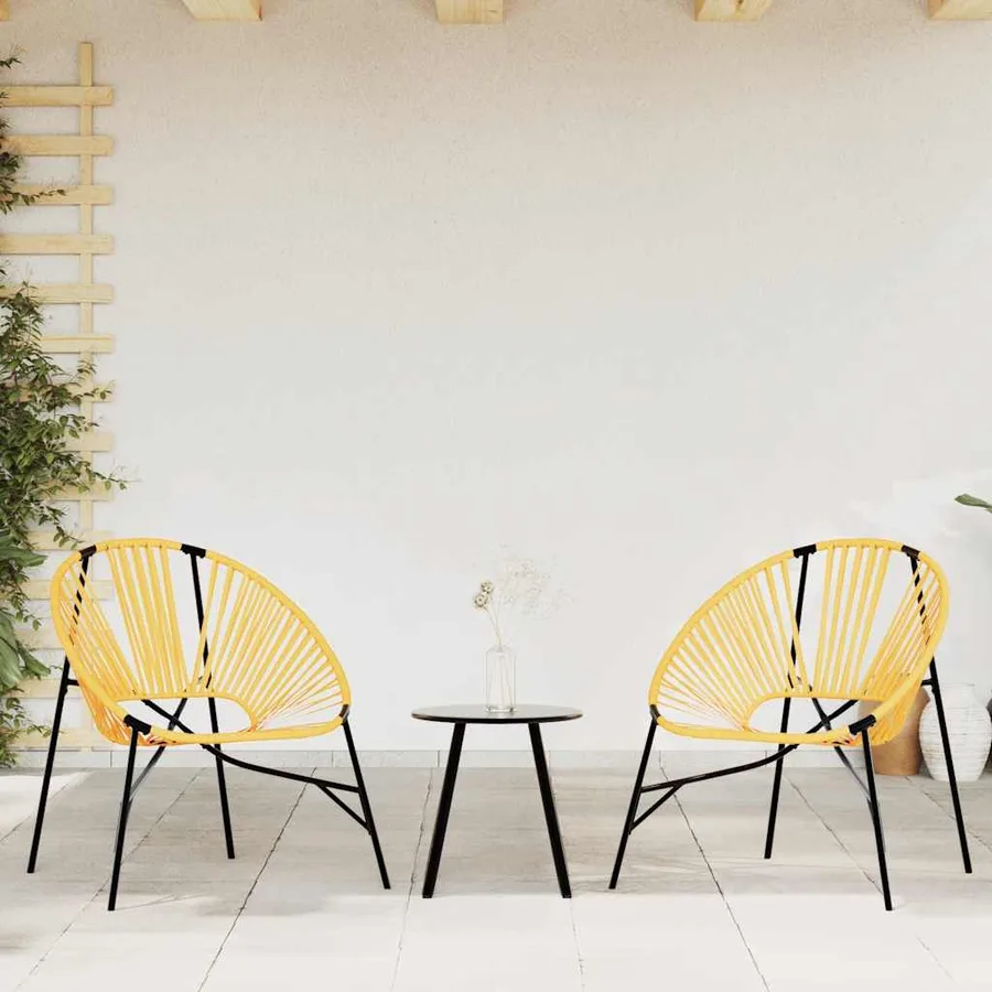 Chaise œuf de jardin noir et jaune résine tressée - 3