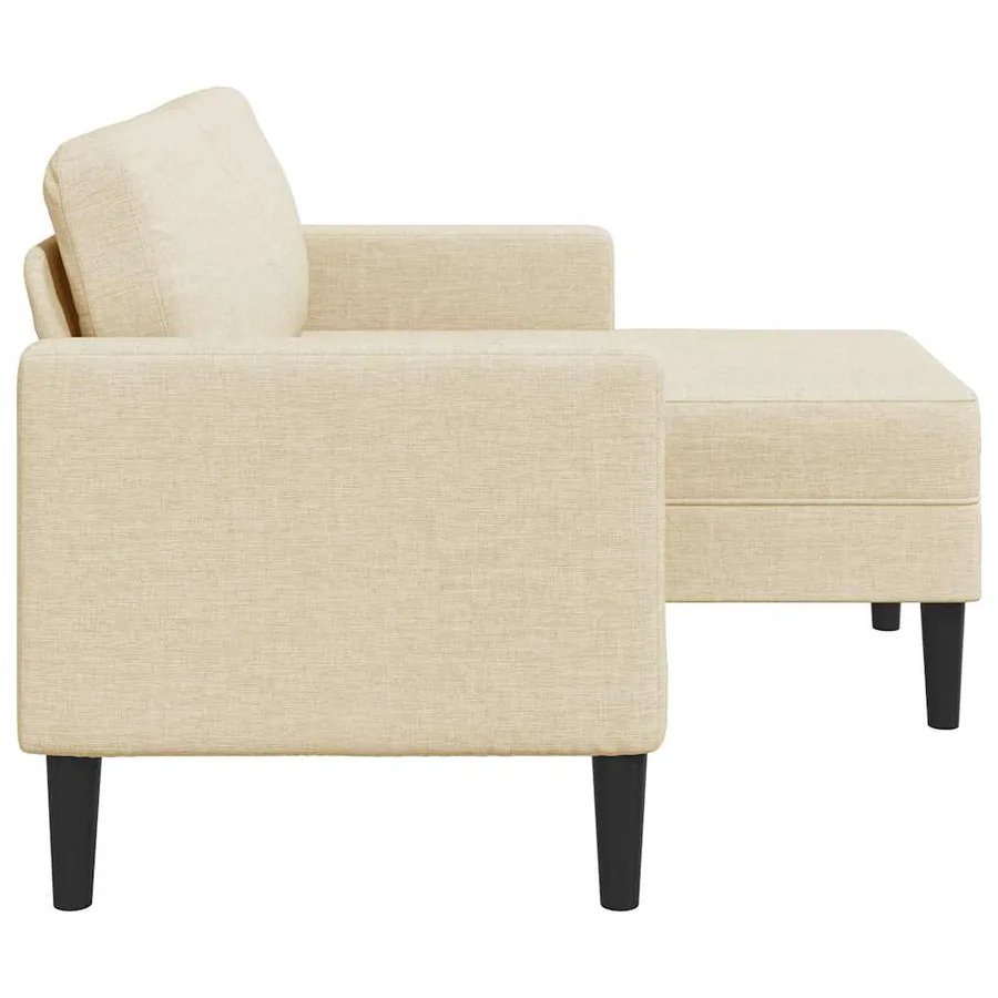 Canapé 2 places avec méridienne en L crème 125 cm tissu - 4