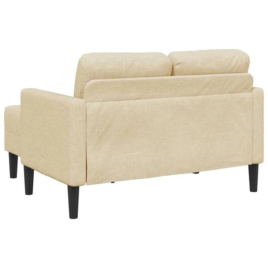 Canapé 2 places avec méridienne en L crème 125 cm tissu - 5