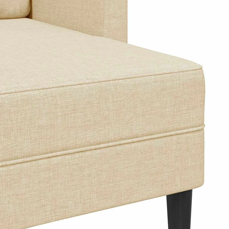 Canapé 2 places avec méridienne en L crème 125 cm tissu - 7